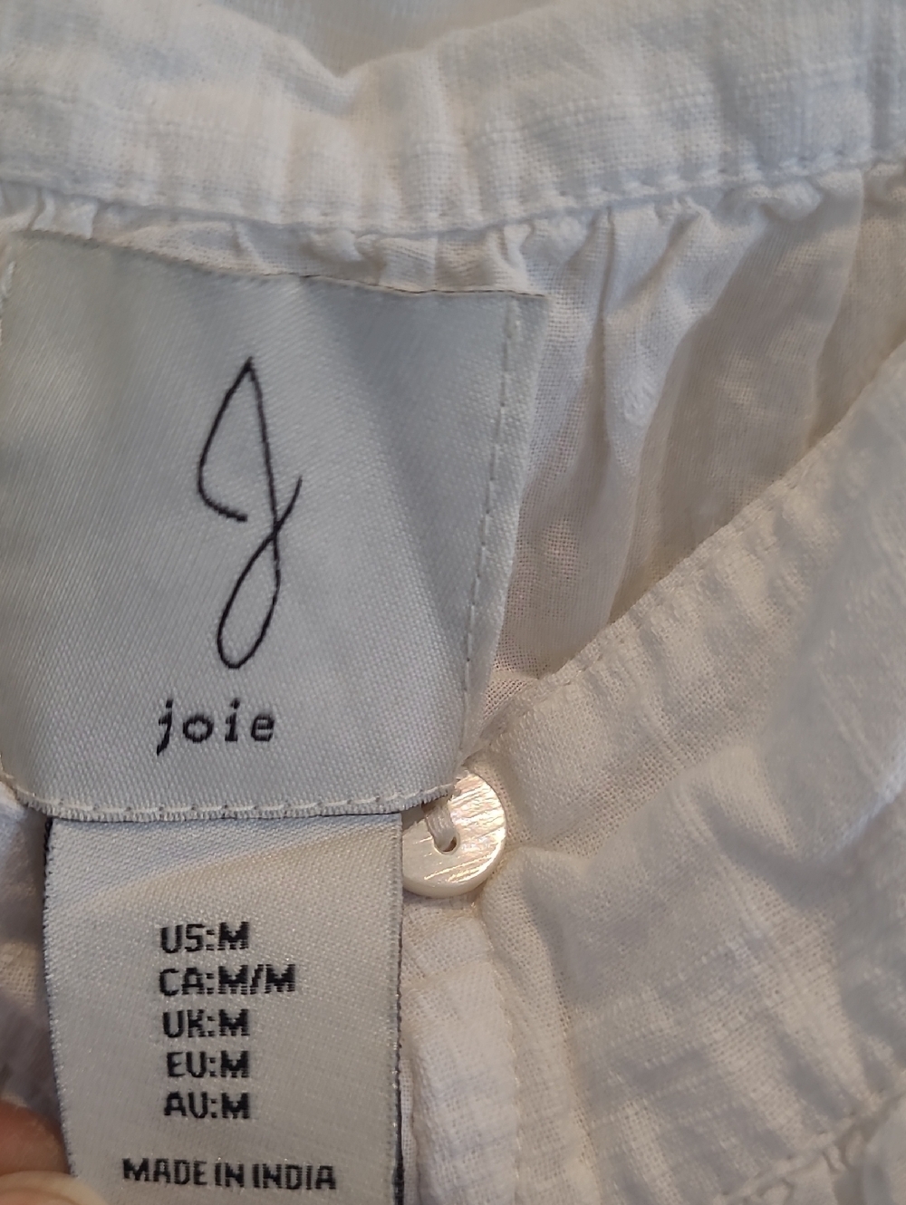 JoieWhite Ruffled Button-Front Cotton Tank Size M - Picture 3 of 8